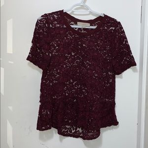 Burgundy Lace Peplum